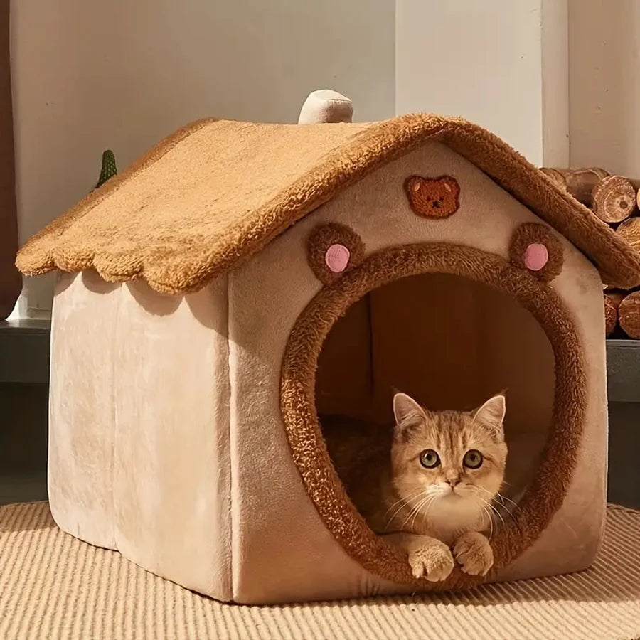 Folding Houses Removable Washable Cat House Puppy Cave Sofa Four Seasons General Can Pet Supplies for Small Medium Pet