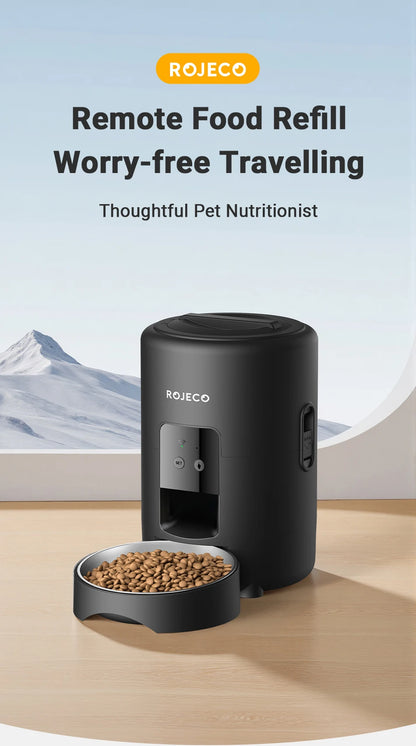 ROJECO Automatic Pet Feeder 2L Smart Cat Food Kibble Dispenser Wi-Fi App Remote Control Auto Dog Feeder For Cat Pet Accessories