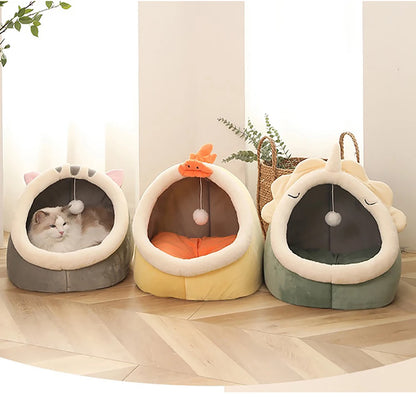 Cat Bed Cartoon Pet Bed Foldable Removable Washable Pet Sleeping Bed for Small Dog Mat Bag Cave Cats Bed