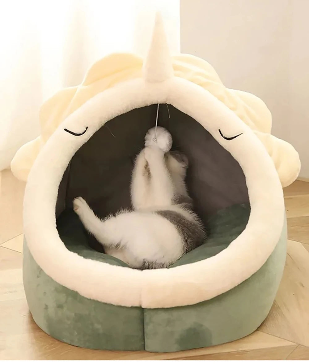 Cat Bed Cartoon Pet Bed Foldable Removable Washable Pet Sleeping Bed for Small Dog Mat Bag Cave Cats Bed