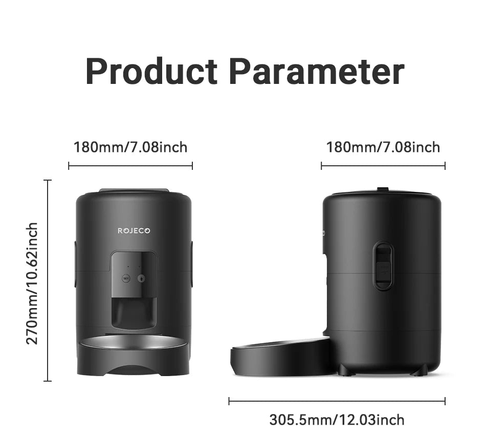 ROJECO Automatic Pet Feeder 2L Smart Cat Food Kibble Dispenser Wi-Fi App Remote Control Auto Dog Feeder For Cat Pet Accessories