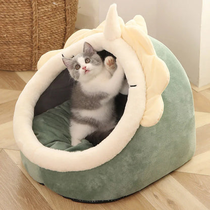 Cat Bed Cartoon Pet Bed Foldable Removable Washable Pet Sleeping Bed for Small Dog Mat Bag Cave Cats Bed