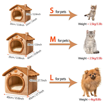 Folding Houses Removable Washable Cat House Puppy Cave Sofa Four Seasons General Can Pet Supplies for Small Medium Pet