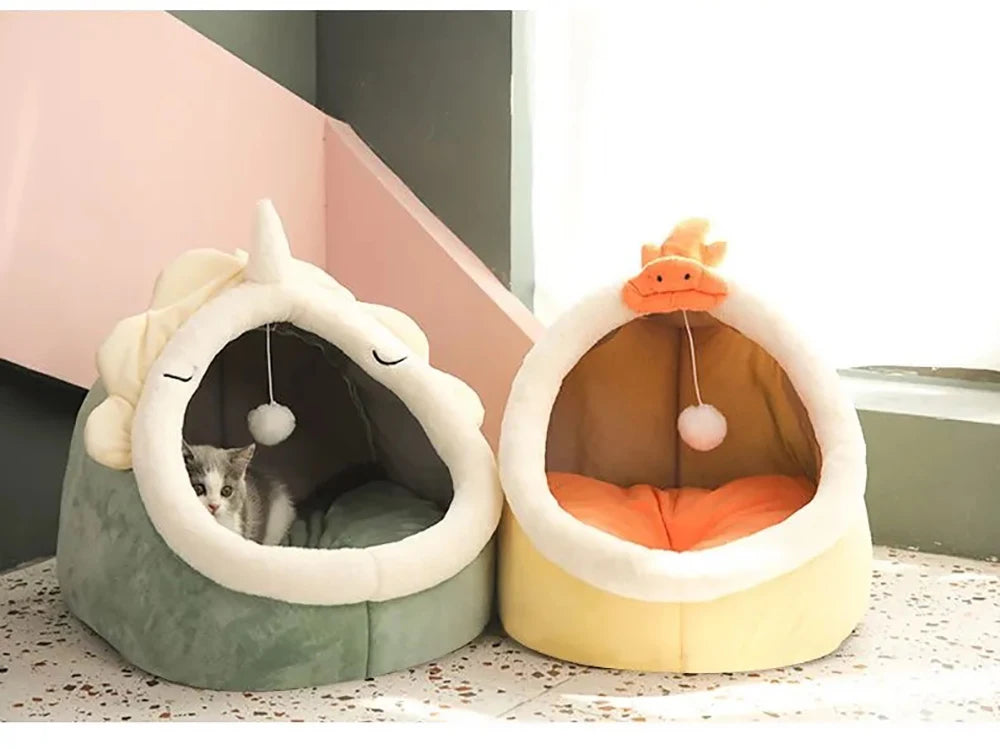 Cat Bed Cartoon Pet Bed Foldable Removable Washable Pet Sleeping Bed for Small Dog Mat Bag Cave Cats Bed