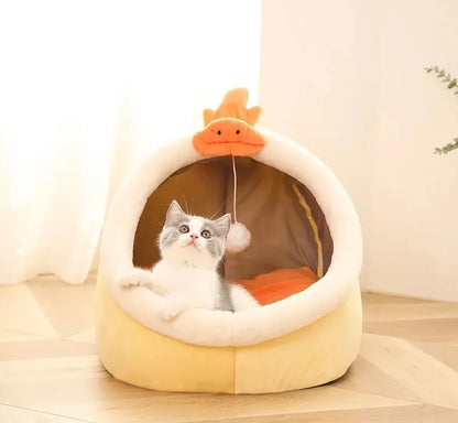 Cat Bed Cartoon Pet Bed Foldable Removable Washable Pet Sleeping Bed for Small Dog Mat Bag Cave Cats Bed