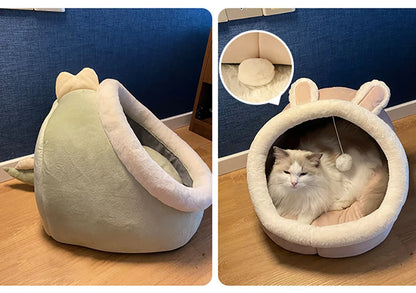 Cat Bed Cartoon Pet Bed Foldable Removable Washable Pet Sleeping Bed for Small Dog Mat Bag Cave Cats Bed