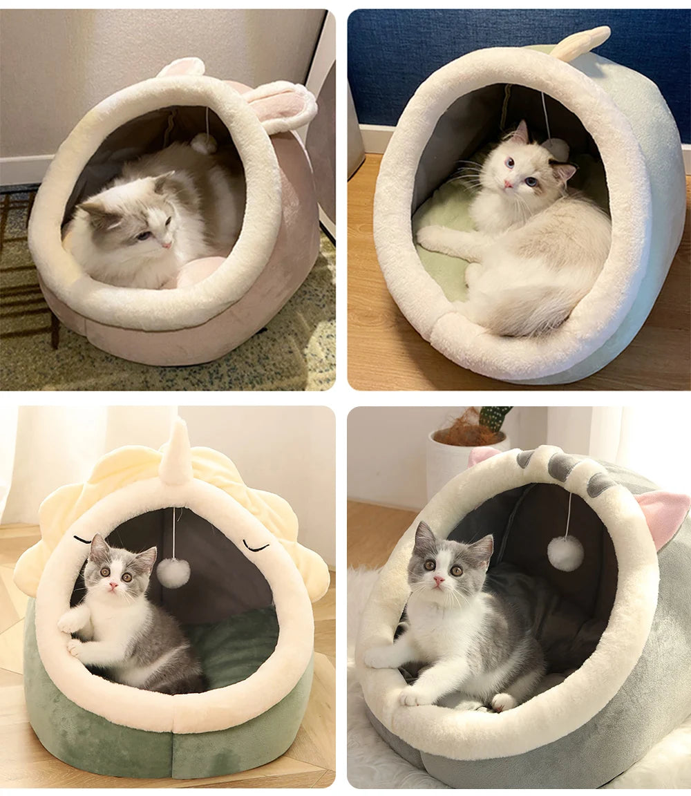 Cat Bed Cartoon Pet Bed Foldable Removable Washable Pet Sleeping Bed for Small Dog Mat Bag Cave Cats Bed
