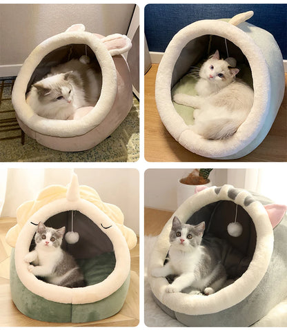 Cat Bed Cartoon Pet Bed Foldable Removable Washable Pet Sleeping Bed for Small Dog Mat Bag Cave Cats Bed